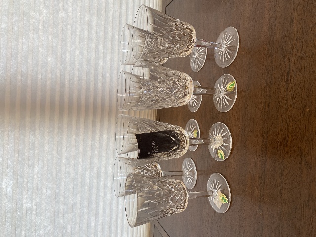 SET(8) VTG WATERFORD Crystal LISMORE Water Goblets 7"H, SIGNED, IRELAND