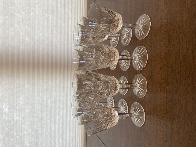 SET(12) VTG WATERFORD Crystal LISMORE Claret Wine Glasses SIGNED 5.75"H