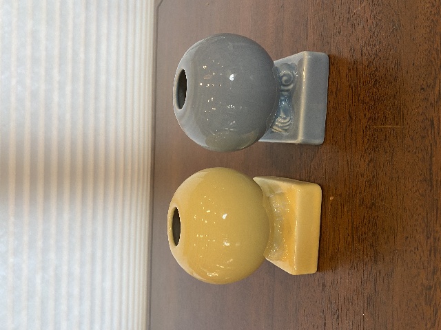 PAIR Of FIESTAWARE Yellow & Blue Round Bulb Candle Holders 3.5"H RETIRED