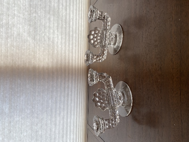 PAIR Of VTG American Fostoria Cubist Candlesticks 8.5"L