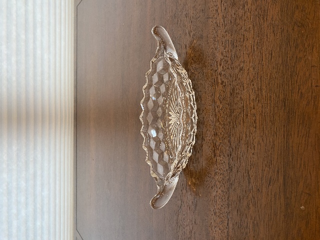 VTG AMERICAN FOSTORIA Cubist Pattern Small Boat Dish 8.5"L