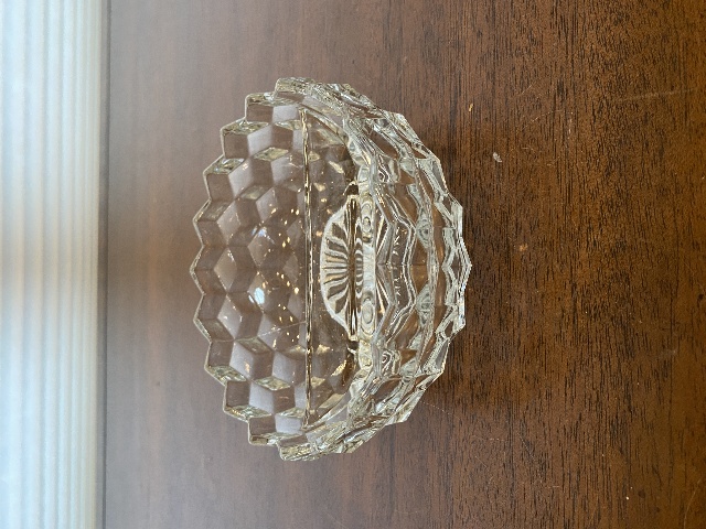 VTG AMERICAN FOSTORIA Cubist Pattern 2-Part Mayo Bowl 5.25"W