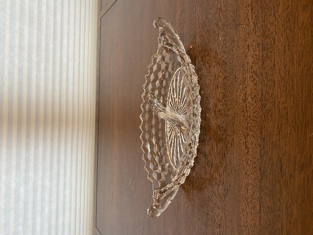 VTG AMERICAN FOSTORIA Cubist Pattern 2-Part Relish Dish 12"L