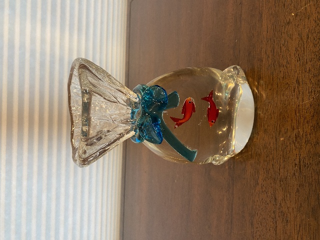 VTG HEAVY MURANO 2 Fish In A Bag Art Glass Sculpture 7"H, ITALY