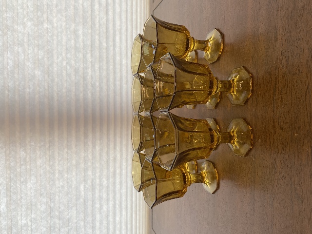 SET(10) VTG Independence Amber Octagonal Juice/Wine Glasses 4.75"H