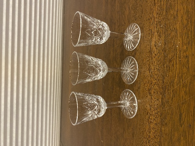 SET(3) VTG  WATERFORD Crystal LISMORE Cordial Glasses SIGNED  3.5"H IRELAND