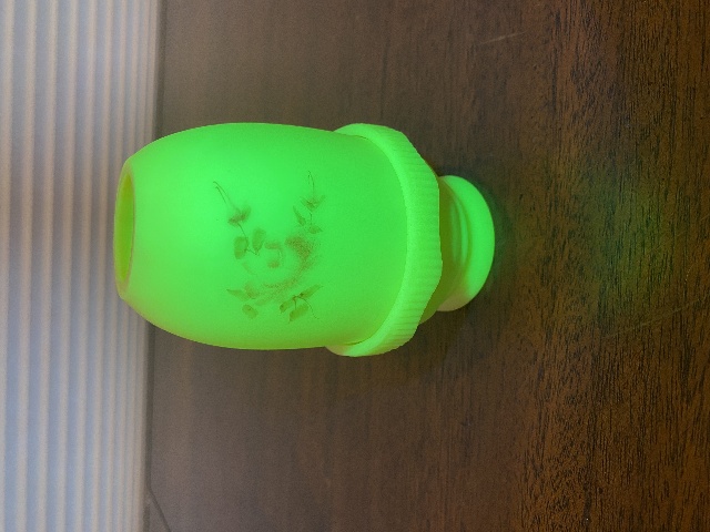 VTG UV REACTIVE Fenton Burmese  PAINTED Flowers Fairy Lamp 4.75"H SIGNED