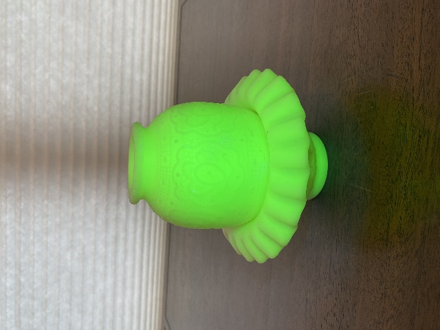 VTG UV REACTIVE FENTON Yellow Satin Persian Medallion Fairy Lamp 5.5"H