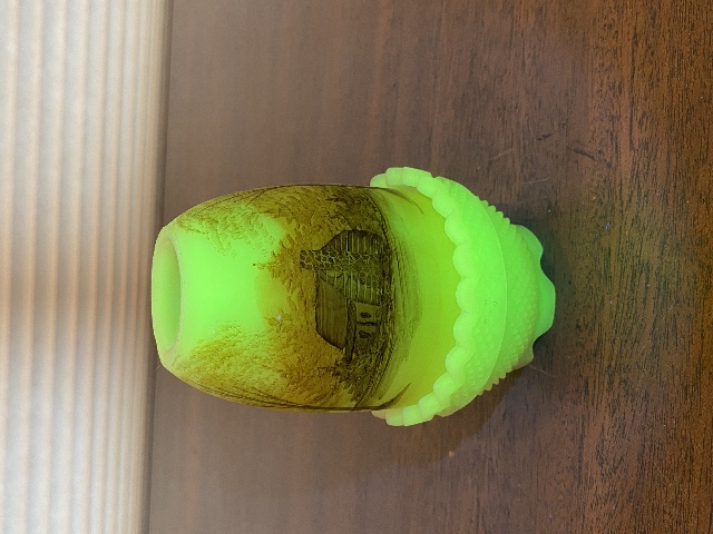 VTG FENTON UV REACTIVE LOG CABIN Custard Glass Fairy Lamp 4.5"H SIGNED