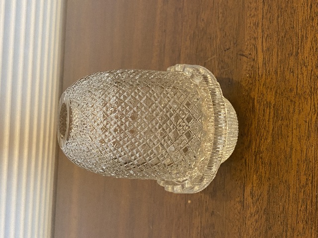 VTG Clear Diamond Pattern Glass 2-Piece Fairy Lamp 4.5"H