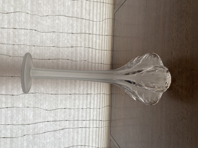 VTG LALIQUE Frosted Crystal MARIE CLAUDE SOLIFLORE Vase SIGNED 13.5"H FRANCE