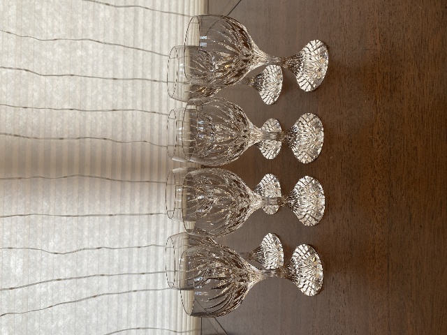 SET(8) VTG BACCARAT Crystal "MASSENA" White Wine Glasses 6 3/8"H SIGNED, FRANCE