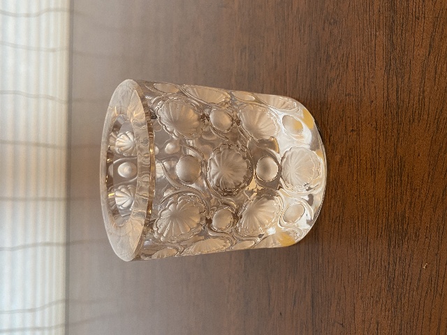 VTG LALIQUE Crystal TOKYO PATTERN Cigarette/Match Holder 3.25"H SIGNED