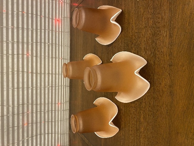 VTG SET(4) Pink & White Art Glass Lamp Shades 5.5"H