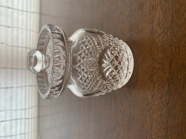 VTG WATERFORD Crystal ALANA Condiment Jar W/Lid SIGNED 4.75"H