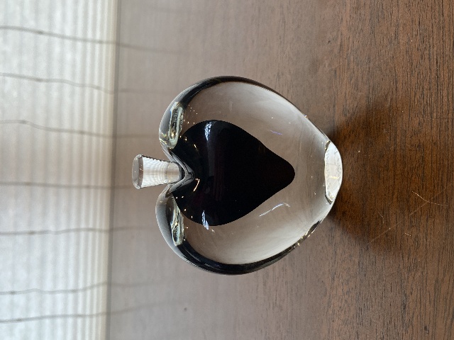 VTG ZELLIQUE STUDIO Heart Shaped Art Glass Perfume Bottle W/Dauber SIGNED 3.75"H