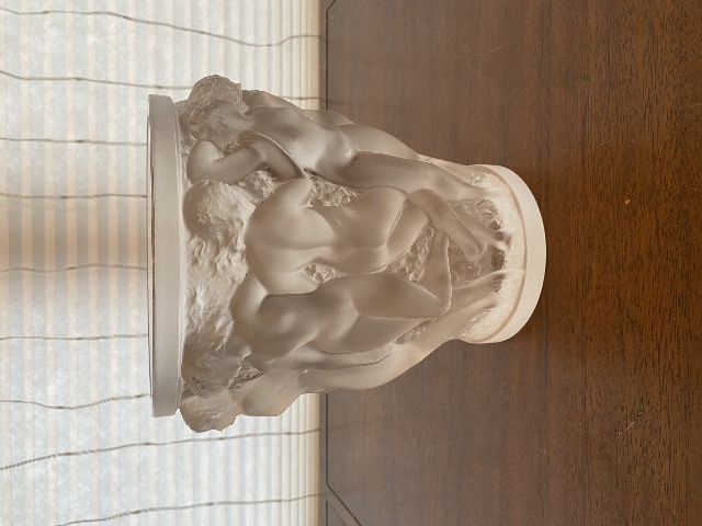 LARGE VTG LALIQUE Frosted Crystal BACCHANTES NUDE WOMAN Vase 9 5/8"H SIGNED