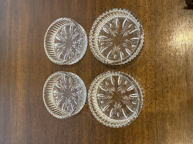 SET(4) WATERFORD Crystal BEST WISHES Bottle/Wine Coasters SIGNED 4.75"W