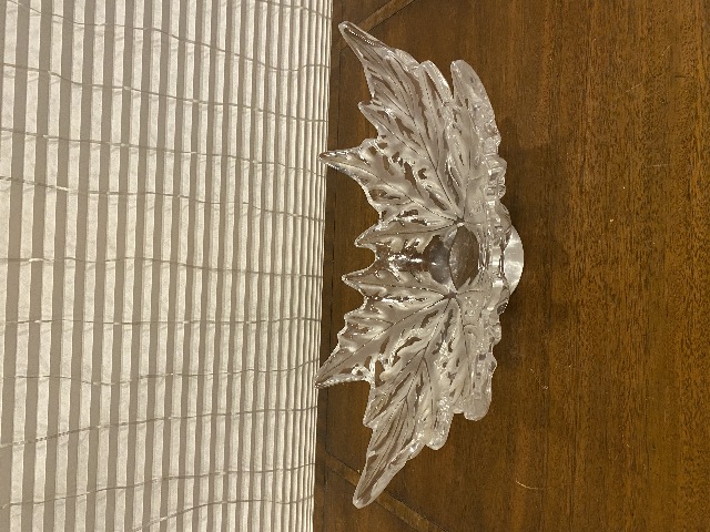 VTG LALIQUE Crystal CHAMPS ELYSEES Oval Shaped Leaf Centerpiece Bowl SIGNED 18"L