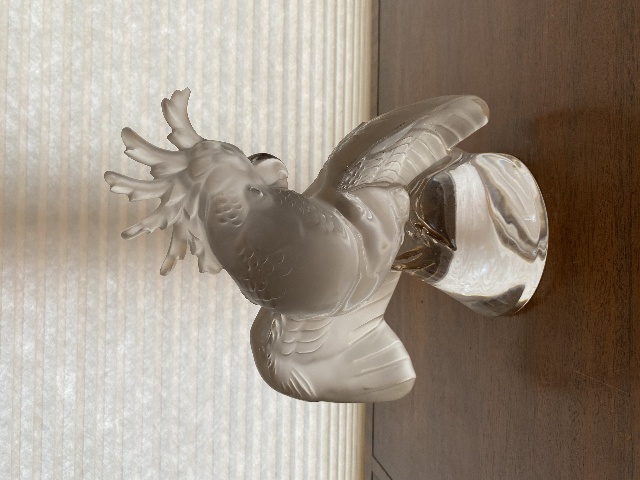 LARGE/HEAVY LALIQUE Crystal Frosted Crystal Cockatoo Sculpture SIGNED 11.5"H