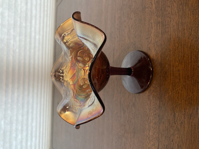 ANTIQUE FENTON Amethyst Iridescent Carnival BLACKBERRY BRAMBLE Compote 5"H