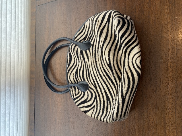 SAKS FIFTH AVENUE Zebra Hair Genuine Leather Purse/Hand Bag MADE IN ITALY 14"L