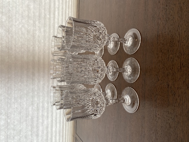 SET(9) VTG Cristal D'Arques-Durand Longchamp Crystal Glasses 6.5"H FRANCE