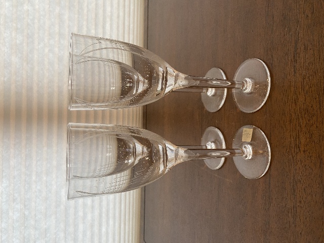 SET(4) VTG LALIQUE Crystal "ANGEL FACE/WINGS" Champagne Glasses 8"H SIGNED