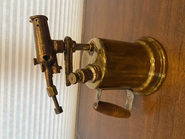 VTG Brass Blow Torch W/Wooden Handle 10"H
