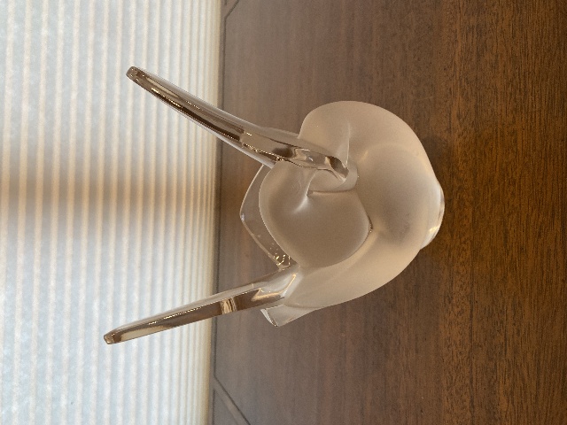 VTG LALIQUE Crystal SYLVIE Kissing Doves Vase SIGNED 8.25"H FRANCE