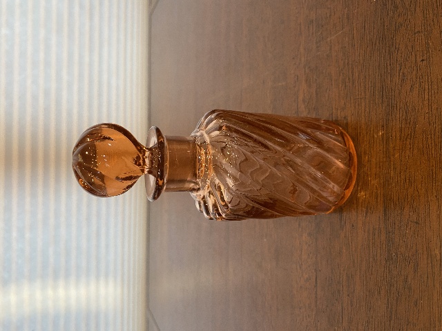 VTG BACCARAT Crystal Pink Swirl Art Glass Perfume Bottle W/Stopper 6.25"H