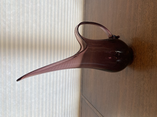 VTG MCM VIKING GLASS Amethyst Swung Vase Pitcher W/Handle 14.25"H