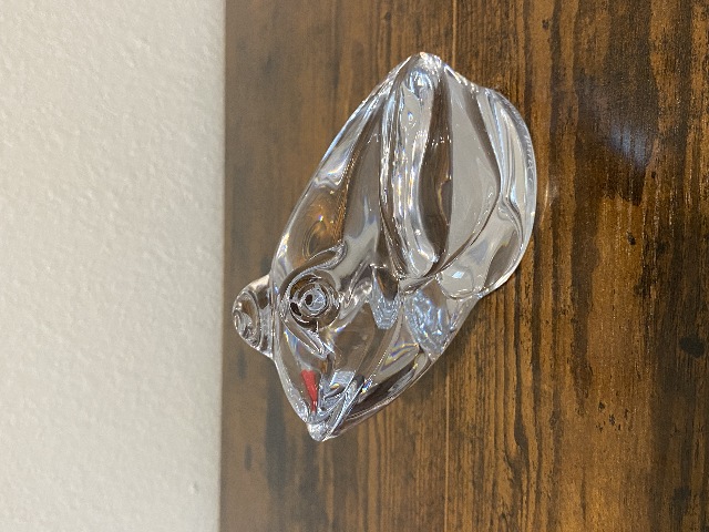 VTG DAUM FRANCE Clear Crystal Sitting Bullfrog Figurine SIGNED 3.25"H