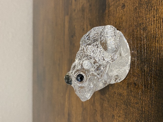 Clear Realistic Looking Crystal Art Glass Frog Paperweight  2.25"L