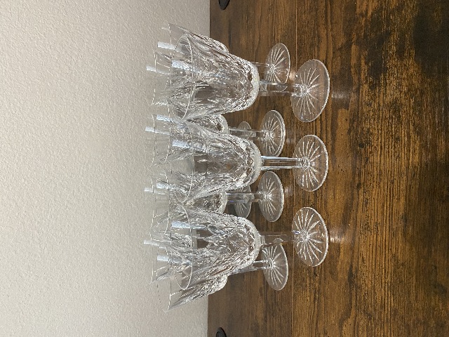 SET(11) VTG WATERFORD Crystal LISMORE Claret Wine Glasses SIGNED 5.75"H