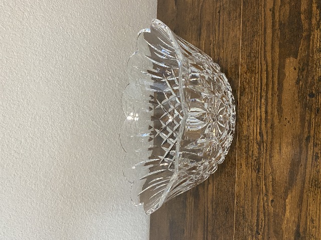 VTG WATERFORD Crystal LISMORE Scalloped Rim Bowl SIGNED 9"W