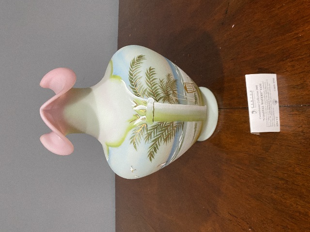 FENTON LTD ED #655/1950 95th Anniversary COASTAL WATERS Burmese Vase 11"H SIGNED