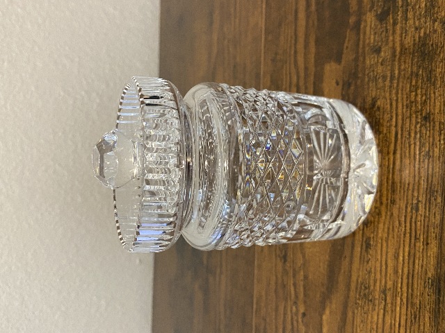 VTG WATERFORD Crystal CASTLEMAINE Condiment Jar W/Lid SIGNED 4.5"H