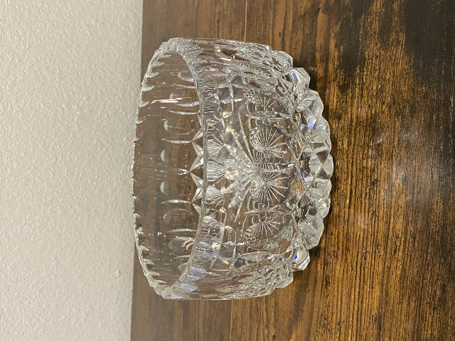 VTG Crystal Criss Cross & Oval Pattern Heavy Bowl 5.75"W