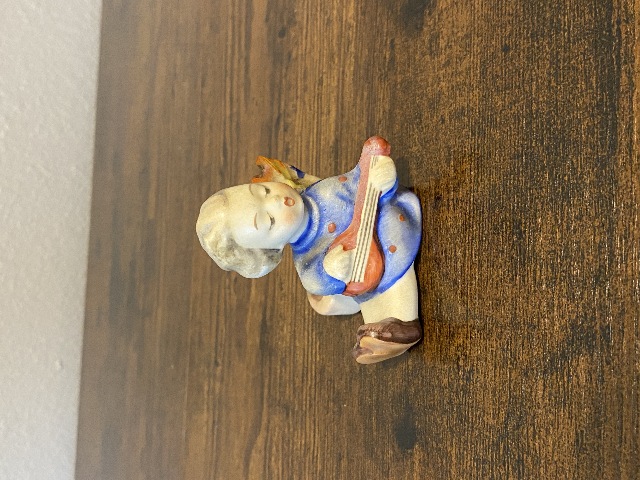 VTG Goebel Hummel ANGEL WITH LUTE Figurine Candle Holder 2.5"H Germany TMK2