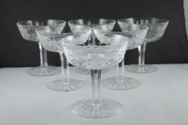 (6) VTG Waterford Crystal Lismore Champagne/Tall Sherbet Glasses 4-1/4" Ireland