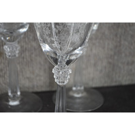 Vintage Fostoria Romance Etched Glass Wine or Water Goblets With Flowers & Ribbon Design 6 Piece