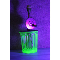 Green Uranium Glass 16 oz A & J Hand Mixer/Egg Beater Marked Patent Applied For
