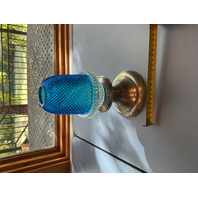 Vintage Cricklite Clarke Blue & Clear Pyramid Diamond Point Fairy Lamp with Base