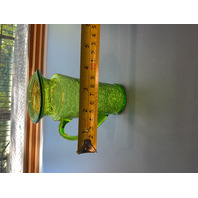 Vintage Green Crackle Glass Vase Pitcher