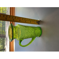 Vintage Green Crackle Glass Vase Pitcher