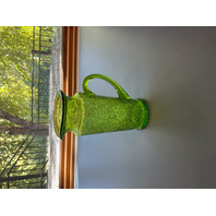 Vintage Green Crackle Glass Vase Pitcher