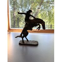 FREDERIC REMINGTON BRONCO BUSTER Solid Bronze Statue Small Vintage Replica