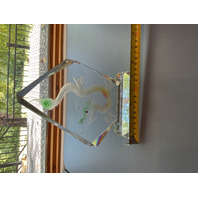 Dragon Paperweight Etched Art Glass
