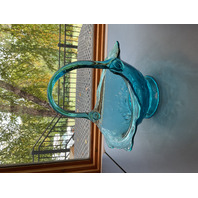 Indiana Glass Tiara Blue Duchess Bridal Basket Fluer De Lis